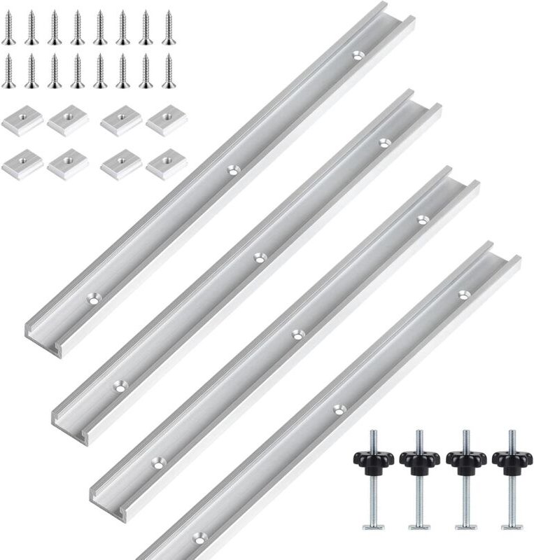 4 Stück 400mm T nut Schiene, T-Track Gleitschiene mit Schrauben, Aluminiumlegierung Gehrungsschiene Set für Holzbearbeit...