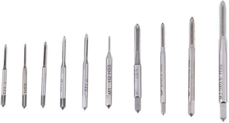 10 Stück M1 bis M3,5 Mini Gewindebohrer Set, Gewindeschneider M2 aus Schnellarbeitsstahl, Standard Gewindebohrer Set für...