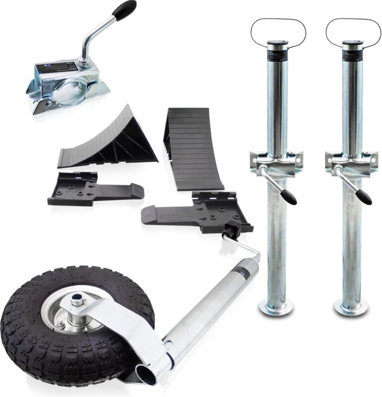 Bituxx Anhänger Stützrad Stützen Unterlegkeile Halter Klemmschellen - 10 Teile Set