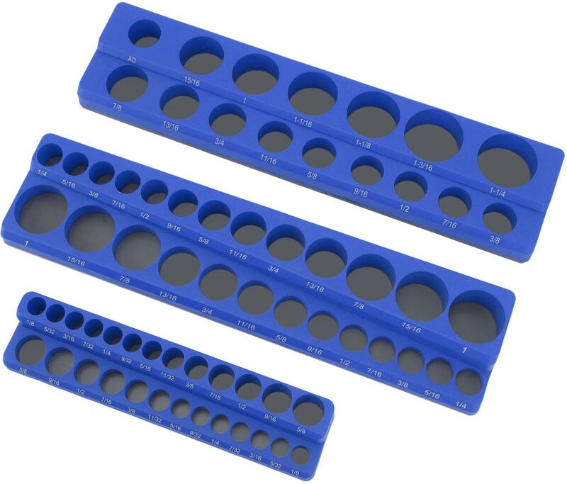 Magnetisches Steckschlüssel-Organizer-Set, 3-teilig, 1/4 Zoll 3/8 Zoll 1/2 Zoll Antriebs-Steckschlüssel-Aufbewahrungstab...