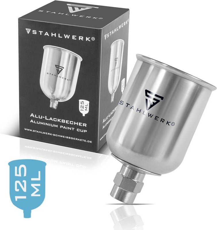 STAHLWERK Alu Fließbecher 125 ml Farbbecher für Lackierpistole