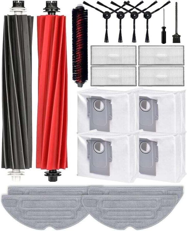 21-teiliges Zubehörset für Roborock S8 PRO Ultra: 2 Hauptbürsten, 4 Seitenbürsten, 4 Staubbeutel, 4 HEPA-Filter, 4 Wisch...