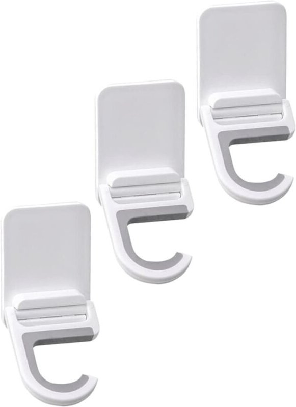 Selbstklebende Besenhaken zur Wandmontage, 3er-Set, stanzfreier Halter, faltbares Design, weiß, robustes Küchen- und Bad...