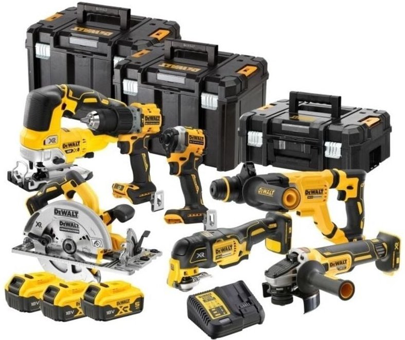 Kit 7 Werkzeuge XR 18V - DEWALT - mit 3 18V 5,0 Ah Akkus - Ladegerät - 3 T-Stack - DCK706P3T-QW