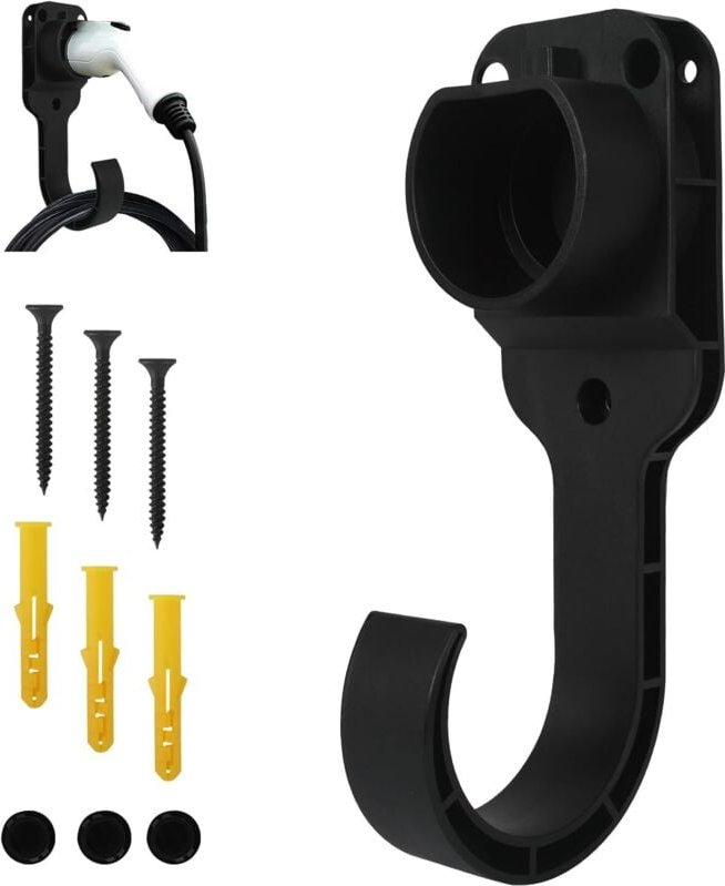 Robuste Halterung für Ladestationen von Elektrofahrzeugen mit Kabelhaken, Wandhalterung mit IEC 51296-2-Steckdose, Monta...