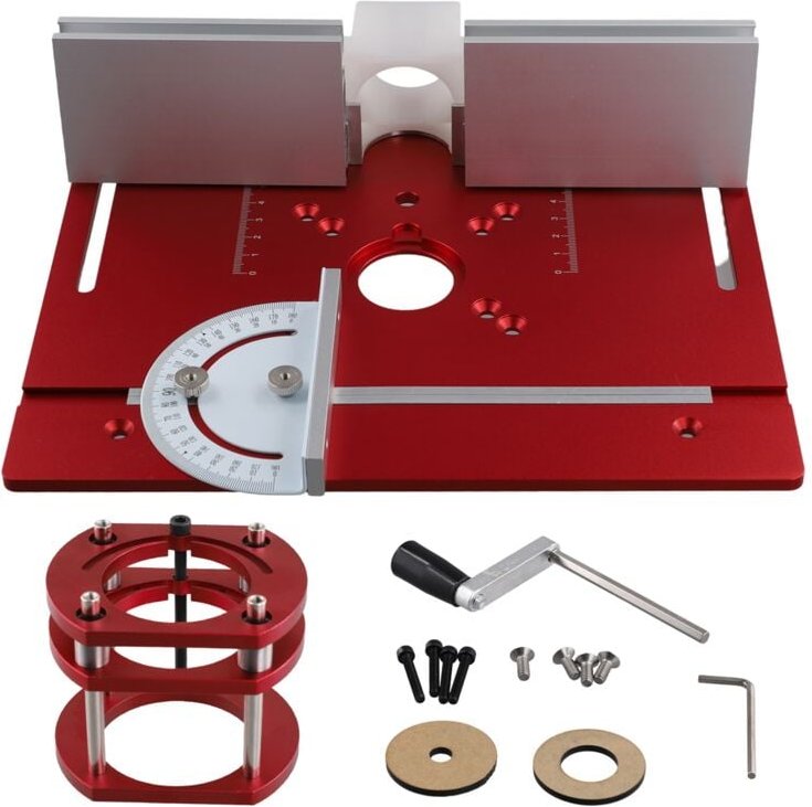 Hebesatz für Oberfräsen Holzarbeiten, Einlegeplatte Oberfräsentisch Aus Aluminium Motoren mit 65 mm Durchmesser, Gehrung...