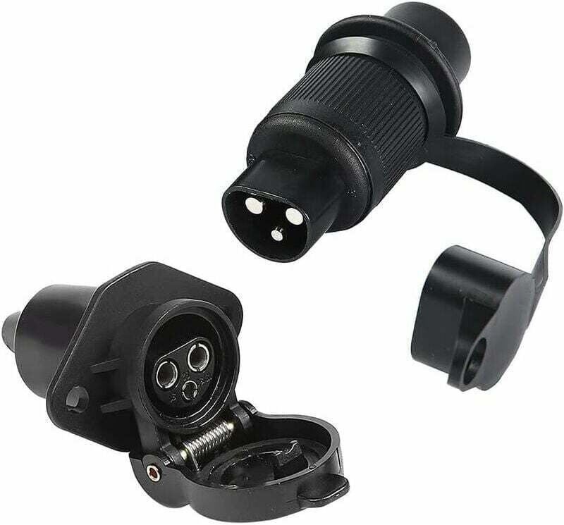 3-polige Anhängersteckdose und Stecker für 12-V-Anhänger, 3-polige elektrische Steckdose, 3-poliger Stecker, wasserdicht...