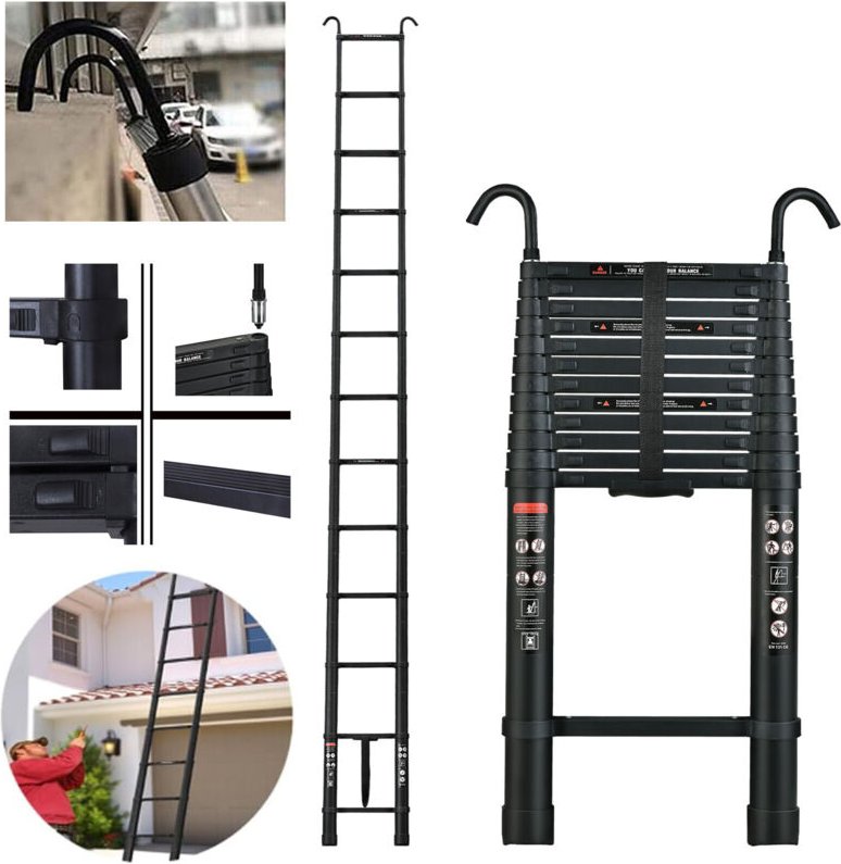 Teleskopleiter Ausziehleiter 16.4ft Klapp Ausziehbar Stehleiter Mehrzweck Alu 5M