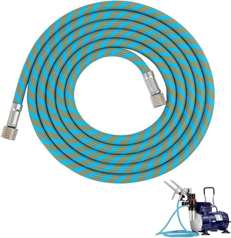 1,80 m langer, geflochtener Nylon-Airbrush-Schlauch mit 0,3 cm BSP-Stecker auf BSP-Innengewinde und 0,3 cm BSP-Stecker a...