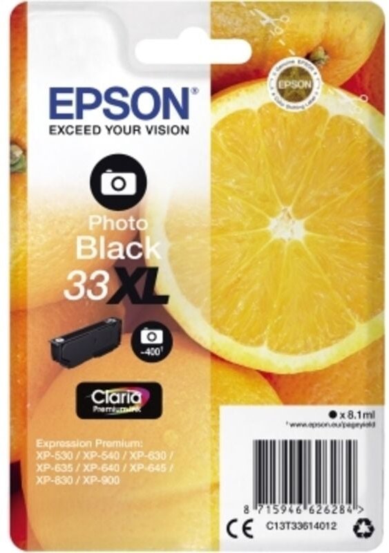 Tintenpatrone Tintenstrahldrucker Verbrauchsmittelgruppe: 33XL Ausführung der Farbe: fotoschwarz Inhalt: 8,1 ml