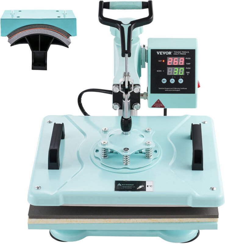Hitzepresse, 12 x 15 Zoll, 2-in-1 Wärmeübertragungsmaschine mit Hutpresse, 360° schwenkbare T-Shirt-Pressmaschine, digit...
