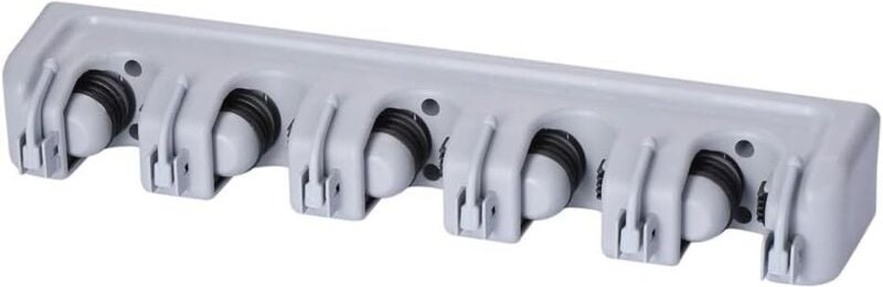 Multifunktionales Aufbewahrungsregal für Besen und Mopps mit Haken – Fünf Halterungen und sechs Haken