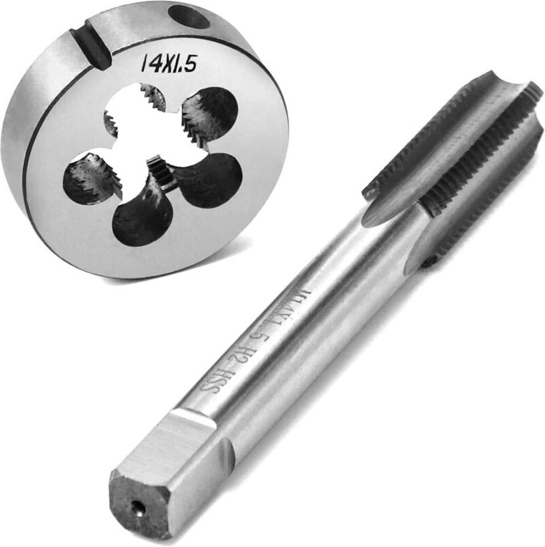 Bluedeer - Gewindebohrer M14x1.5mm, Gewindebohrer und Schneideisen Set,Außengewindeschneider Innengewindeschneider metri...