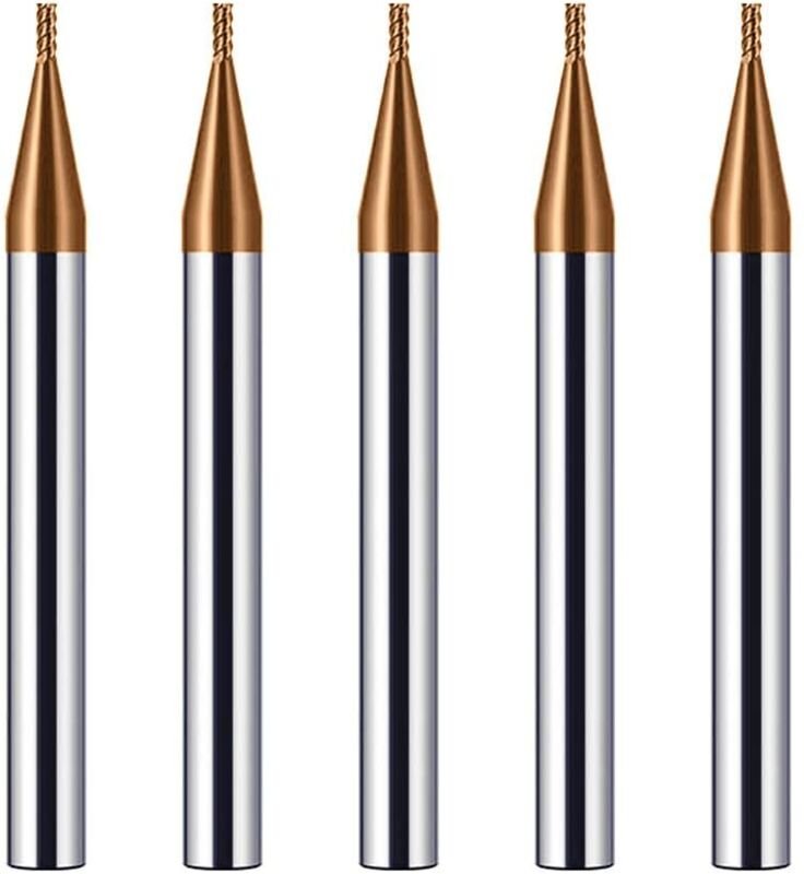 50 Hartmetall-Schaftfräser (1 mm), 4 Schneiden, für CNC-Bearbeitung, Gold-TiCN-Beschichtung, 1 mm VHM-Schaftfräser für S...