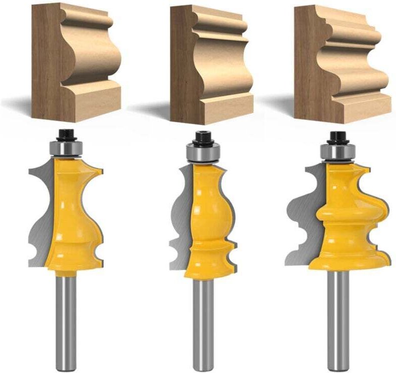 Set mit 3 Fräsern für architektonische Zierleisten, 8 mm, Fräser für die Holzbearbeitung