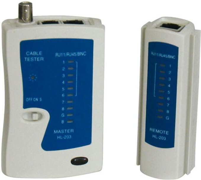 Melchioni HL-203 Netzwerkkabeltester RJ11 RJ45 BNC 9V Stecker 489905002