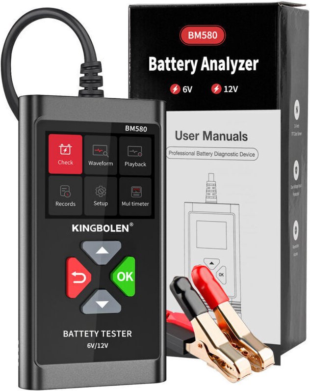 BM580 12V Autobatterietester, 100-2000 CCA Auto-Lichtmaschinen-Spannungsanalysator und -Detektor, Motorrad-, ATV-, SUV- ...