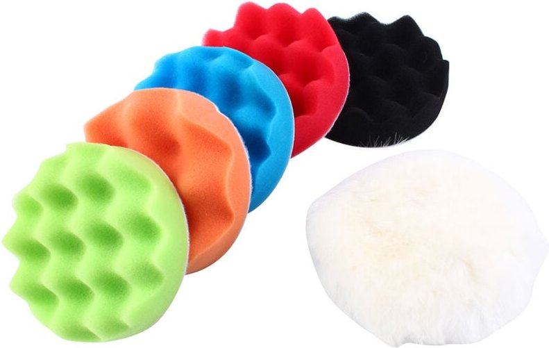7-teiliges 5/6/7-Zoll-Polierschwamm-Wachs-Polierpasten-Set für Autos + M14-Bohreradapter-Set (5 Zoll)