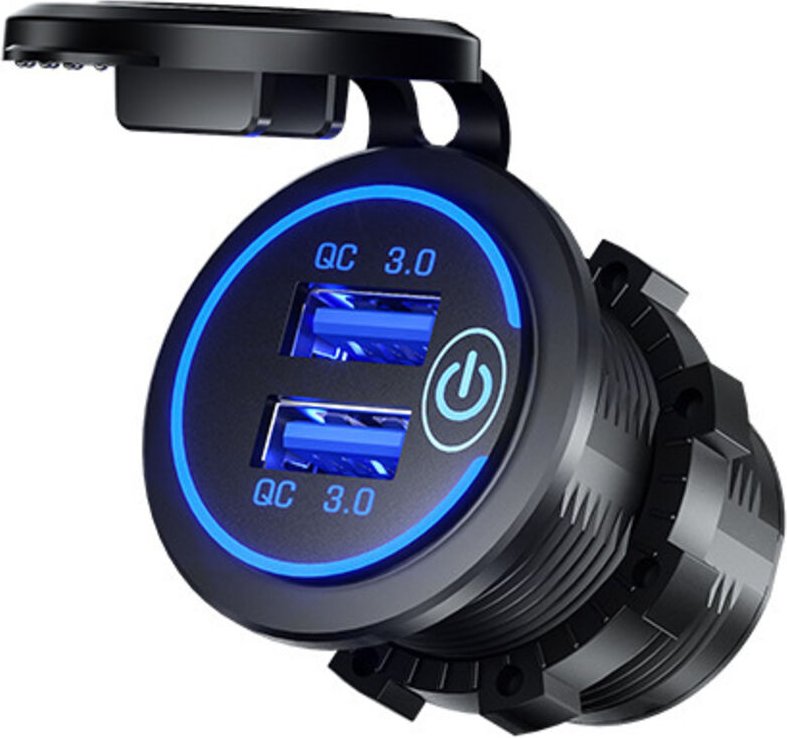 Stück Quick Charge 3.0 Dual-USB-Ladebuchse, wasserdicht, 36 W, 12 V, 24 V, USB-Steckdose, Schnellladung mit Touch-Schalt...