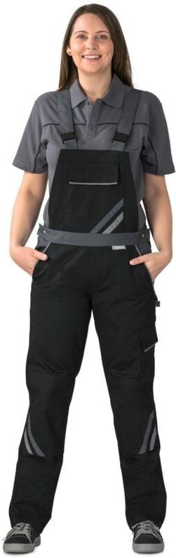 Planam Highline Damen Latzhose schwarz/schiefer/zink 44