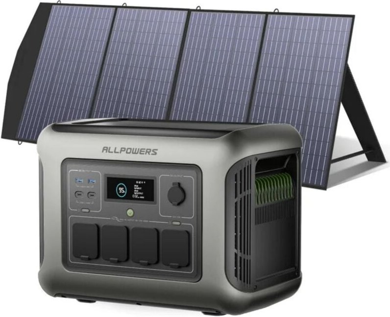 Thumbnail - R1500 lite Tragbare Powerstation mit 200W Solarpanel, 1056Wh lfp Batterie mit 4 x 1600W ac Ausgang (3200W Spitze) Solarg...
