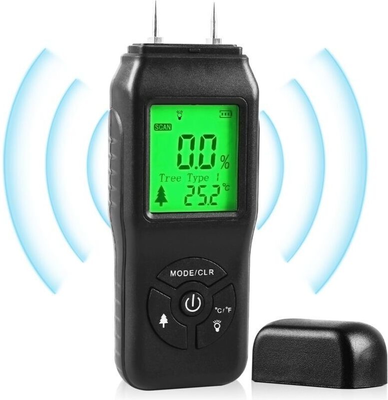 Feuchtigkeitsmessgerät, 4 Messmodi mit LCD-Display, präzises und schnelles Feuchtigkeitsmessgerät, Holzfeuchtigkeitsmess...