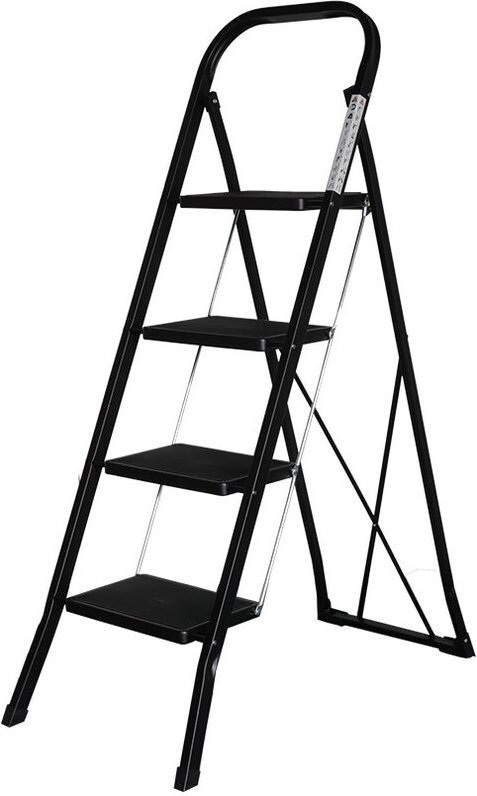 Klapptritt mit vier Stufen - Haushaltsleiter Schwarz