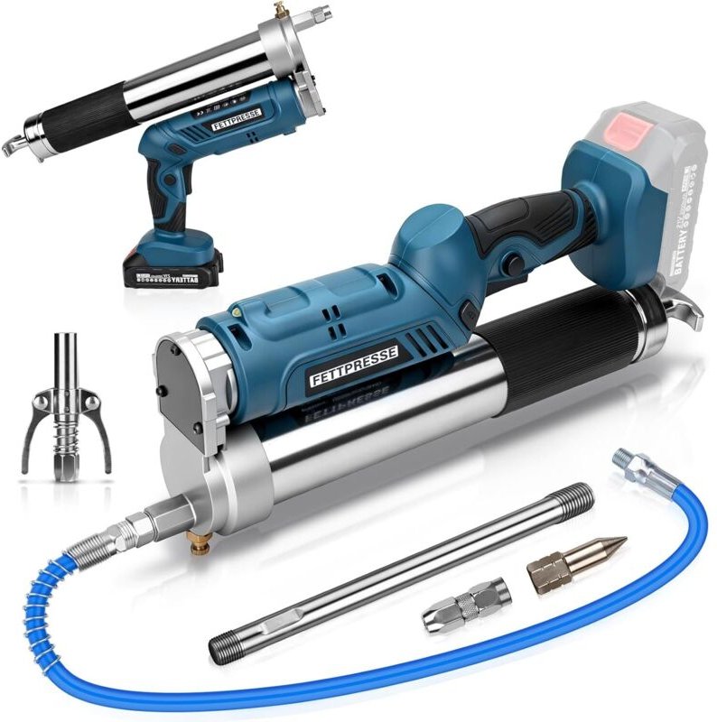 12000PSI Akku-Fettpresse Kompatibel mit Makita Akku 18V , Elektrische Fettpresse inkl.100cm Hochdruckschlauch, 3 Mundstü...