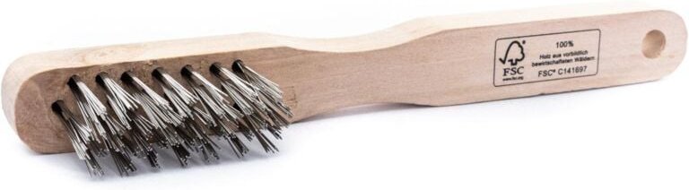 Trendline - Drahtbürste Edelstahl 3-reihig Holzgriff Grillreiniger Stahlbürste