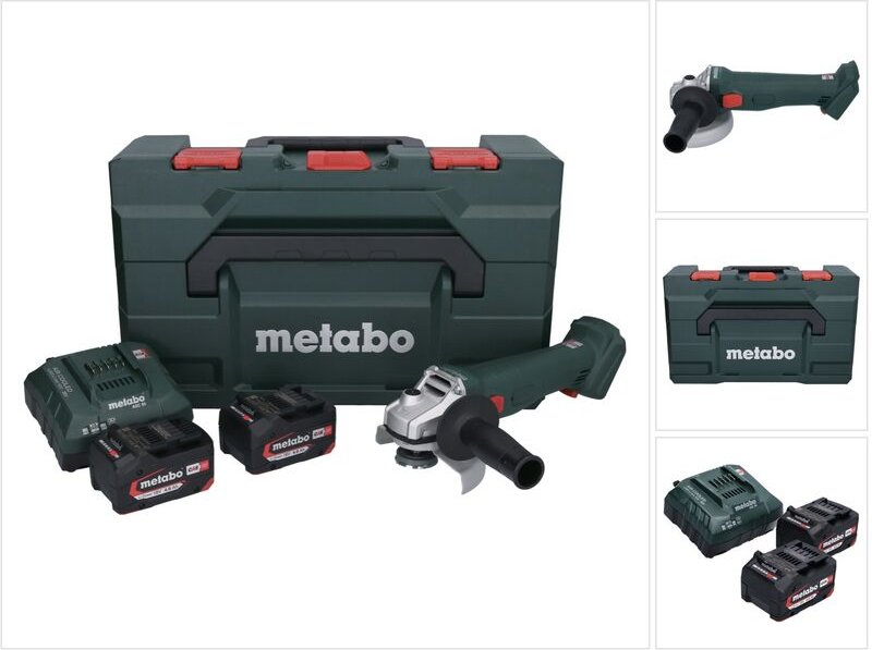 Metabo - Akku-Winkelschleifer w 18 l 9-125, 2x 4,0 Ah und Ladegerät in x 165 l