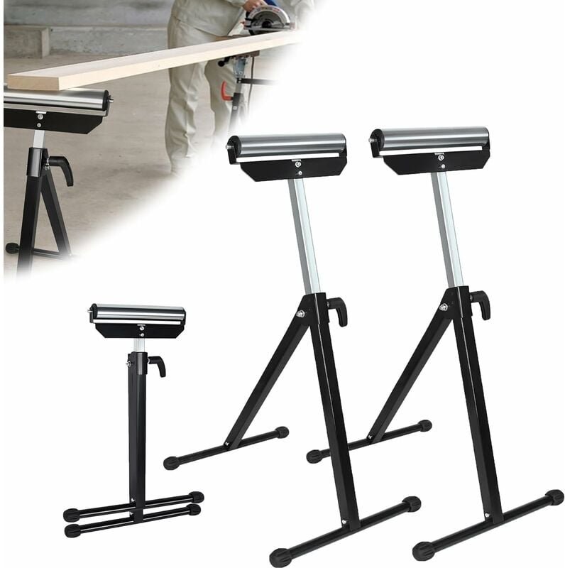 UISEBRT 2x Rollenbock Höhenverstellbar Rollbock 68-108CM Klappbock Rollenständer,Unterstellbock,Klappbock mit Antirutsch...