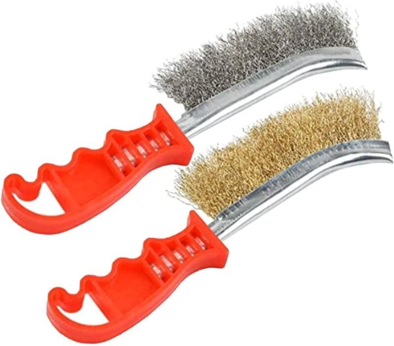 Set aus Metallbürsten, Messing und Stahl, 1 Edelstahlbürste, 1 Messing-Reinigungsbürste