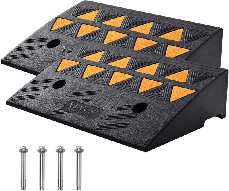 VEVOR 2xSchwellenrampe Vollgummi Türschwellenrampe Max. Tragfähigkeit bis zu 15Tonnen Bordsteinrampe 48,3x33x12,7cm Roll...