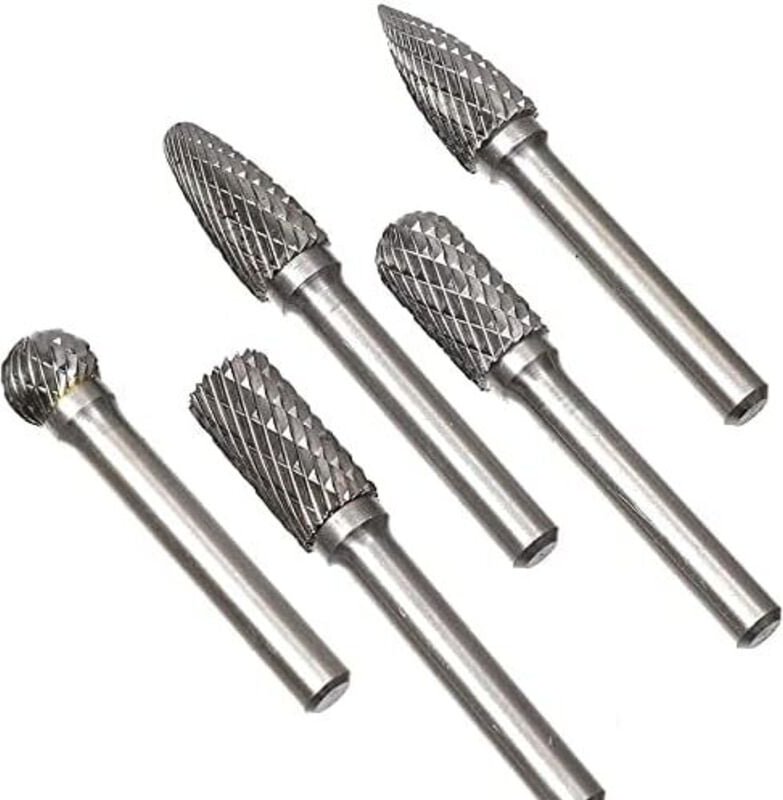 Kit mit 5 Stück Doppelschnitt-Frässtiften, 6 mm Schaft, 10 mm Kopf, elektrisches Schleifer-Bohrwerkzeug zum Schnitzen, P...