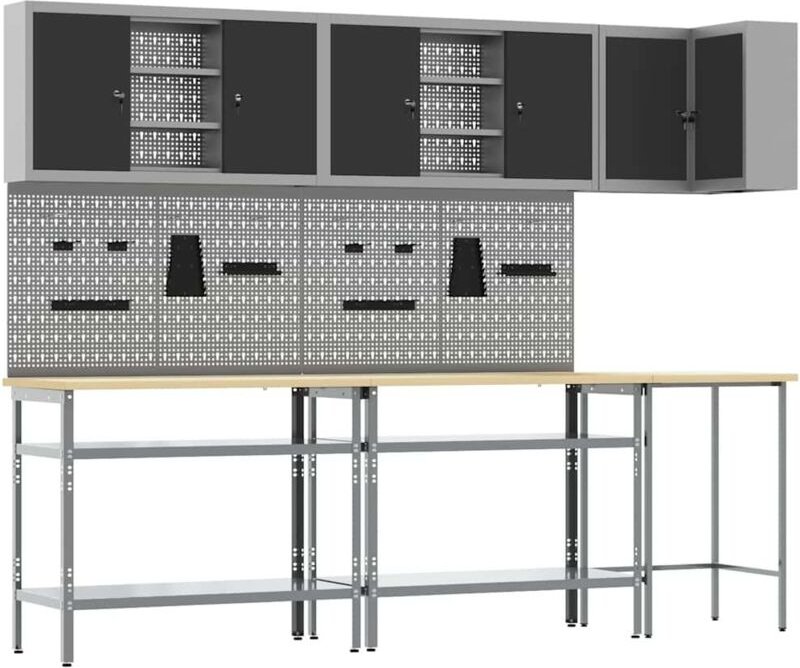 Werkzeuglagerungstisch Set 10 pcs Schwarz 255 x 55 x 220 cm vidaXL