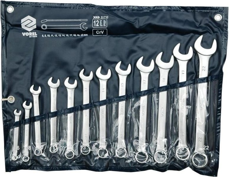 Ringmaulschlüssel 6-22mm, cv, 12er-Satz, satiniert, Koffer 51710 Vorel