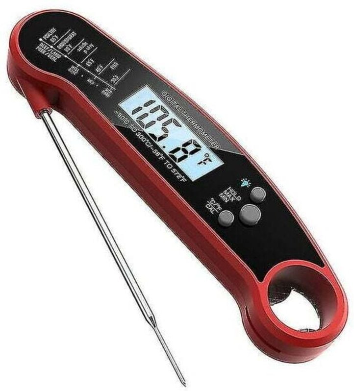 Ulisem - Küchenthermometer mit faltbarer Sonde, digitales Thermometer mit 3 Sekunden sofortiger Anzeige, LCD-Hintergrund...