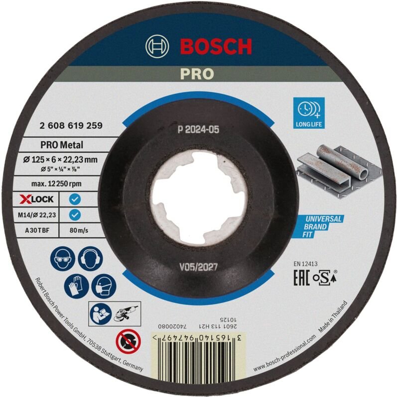 Pro Metal X-Lock Schleifscheibe 125 x 6 x 22,23 mm - 2608619259 - Bosch