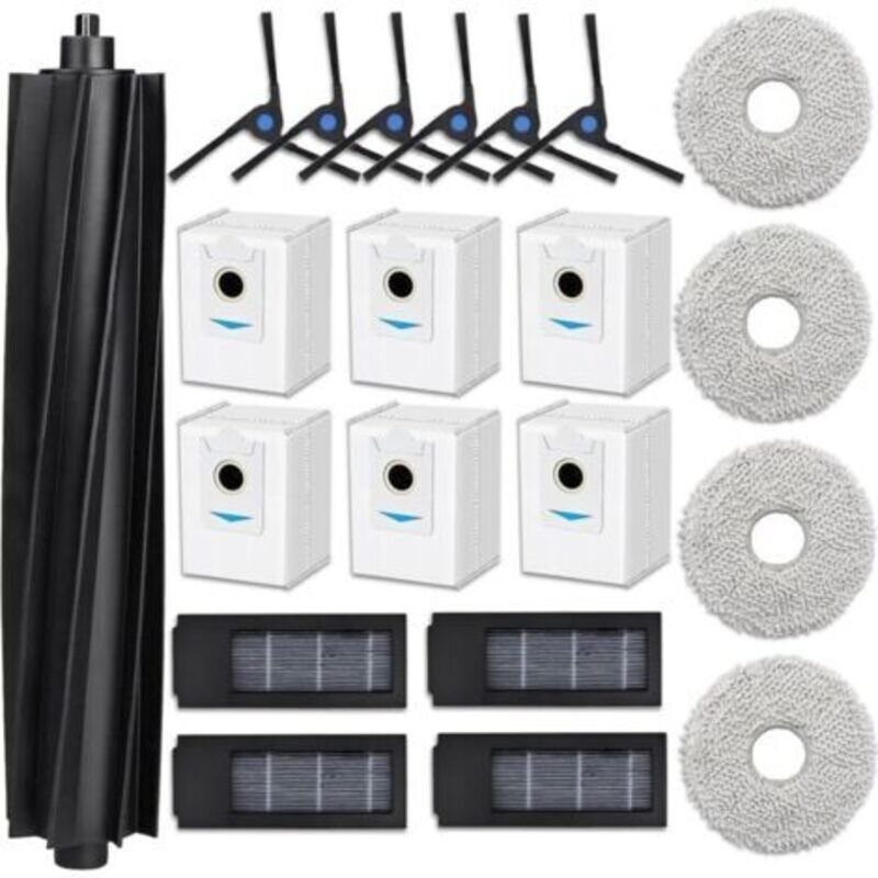 Zubehör für Ecovacs Deebot X2/ X2 Omni/ X2 Pro/ DEX86 Staubsauger: 1 Hauptbürste, 4 Reinigungspads, 4 Filter, 6 Seitenbü...