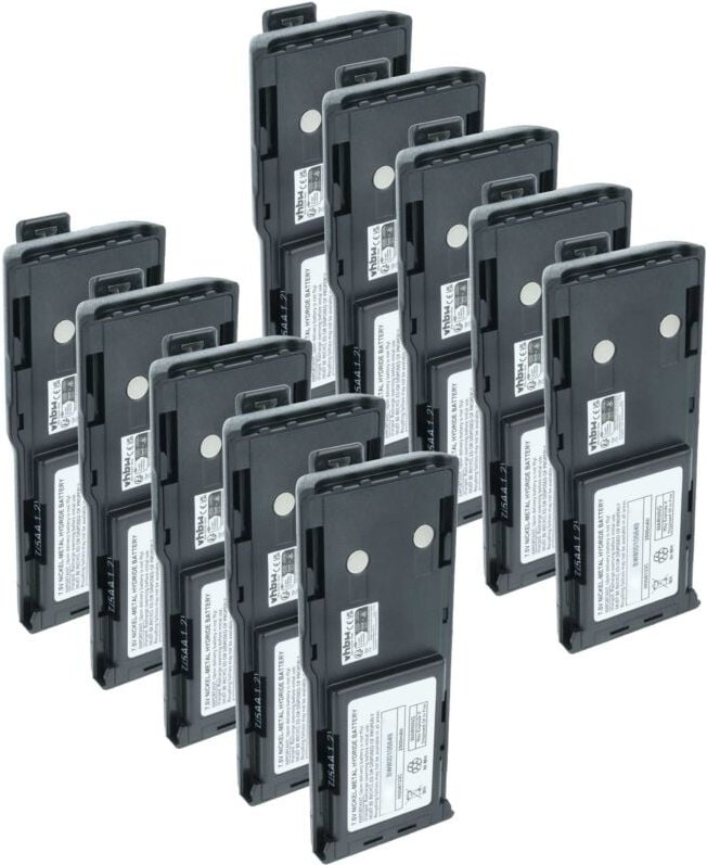 vhbw 10x Akku Ersatz für Motorola WPNN4040AR, WPNN4044AR für Funkgerät, Walkie Talkie (2500 mAh, 7,5 V, NiMH) + Gürtelcl...