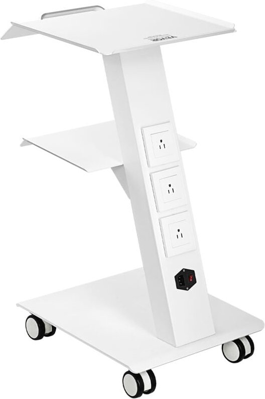 Laborwagen, Medizinischer Servicewagen mit Integrierter Steckdose, Mobiles Dessert aus 3-lagigem Metall, mit Drehbaren R...