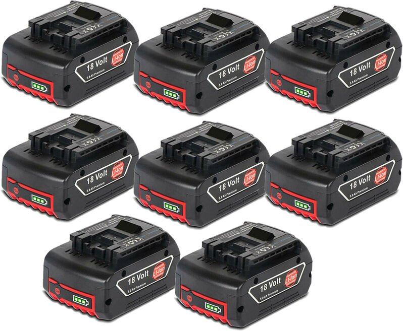 Powerwings - 8 Stück Akku für Bosch Professional gba 18 Volt / 5,0 Ah Kompatibel mit Bosch BAT609 BAT610 BAT618 BAT620 B...