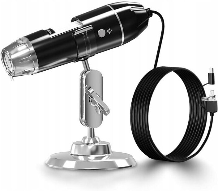 DIGITALES MIKROSKOP FÜR STUDIE UND ARBEIT 1600x 3M 8LED 1,5M STATIV ANDROID iOS PC