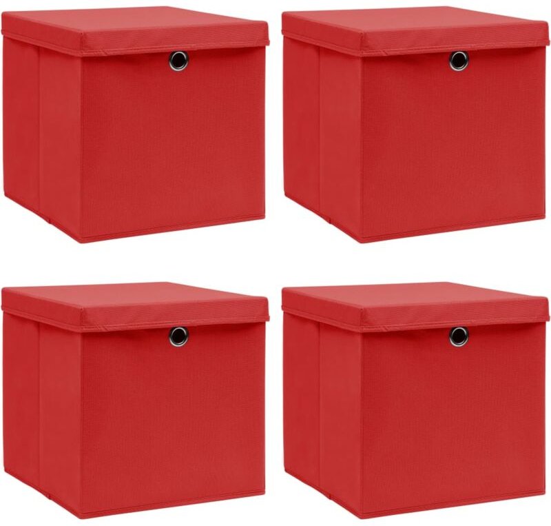 Aufbewahrungsboxen mit Deckeln 4 Stk. Rot 32x32x32 cm Stoff vidaXL