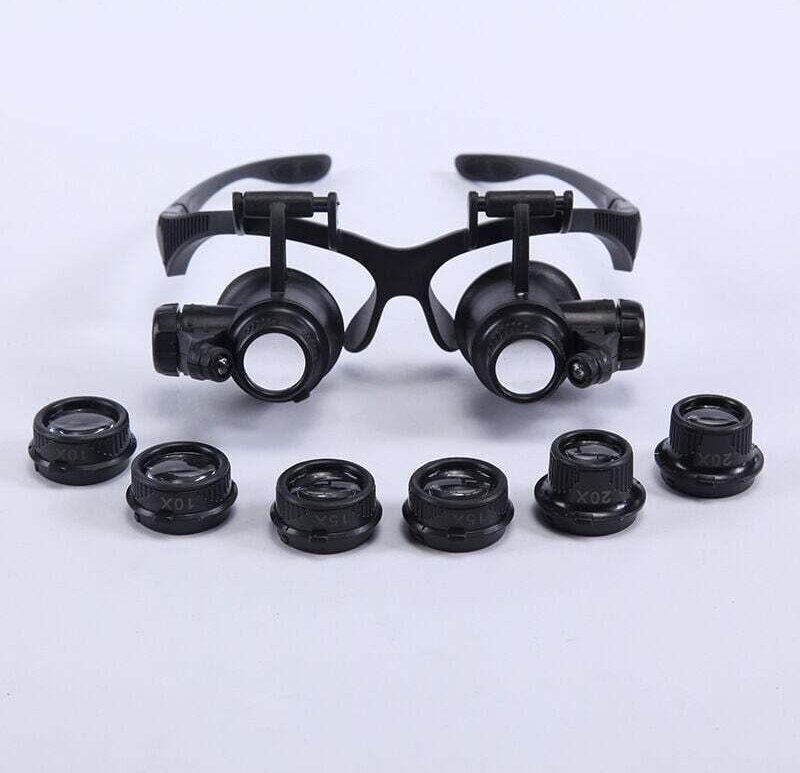 Kopfband-Vergrößerungsbrille, XU, Vergrößerungsbrille mit LED-Licht, 10x, 15x, 20x und 30x Vergrößerung - KZQ