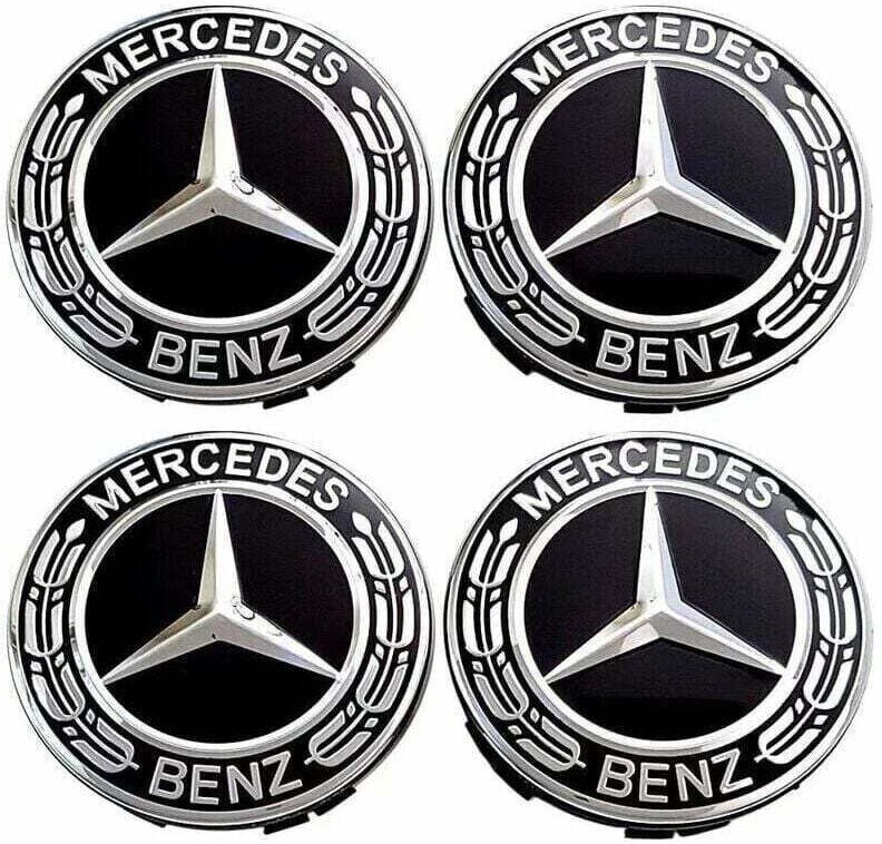 4-teilige Radkappen, kompatibel mit Mercedes-Benz 75-mm-ABS-Radnabenabdeckungen, Autozubehör