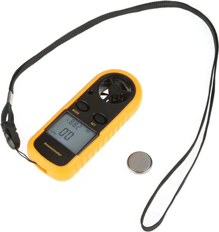 Tragbares digitales Anemometer, Windgeschwindigkeitsmesser, Luftstrommesser, Thermometer