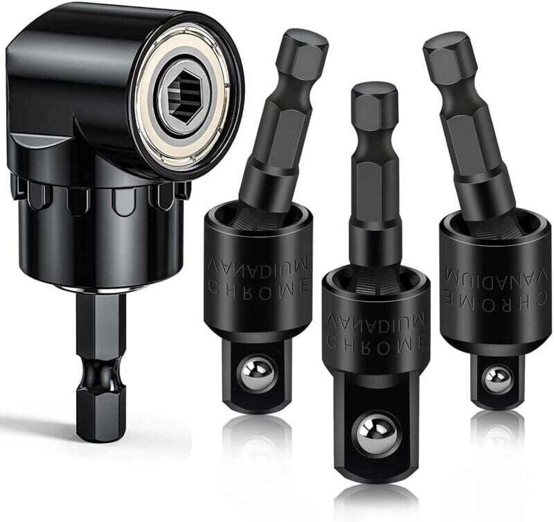 Ensemble de rallonges de forets à angle droit flexibles, 1/4 pouce, 3/8 pouce, 1/2 pouce, adaptateur de douille à impact...