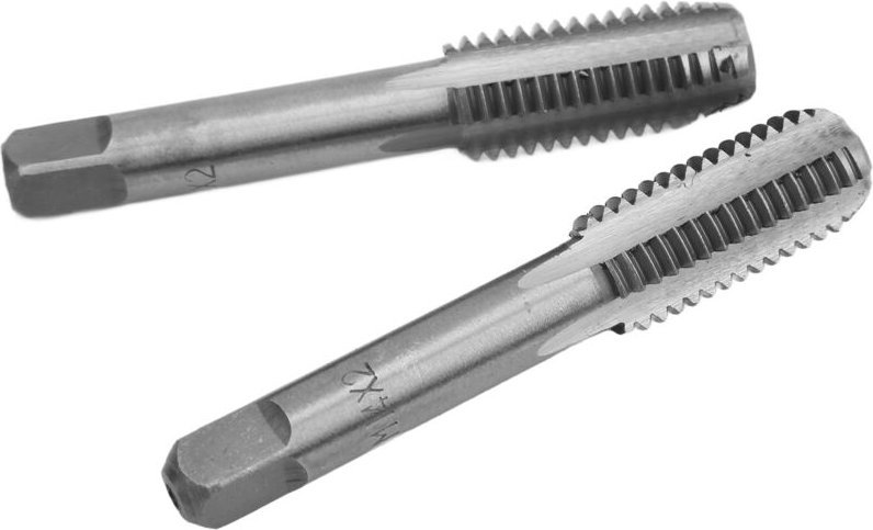 Gewindebohrer-Set, 2-teiliger Handbohrer mit Standardgewinde, metrischer Gewindebohrer aus HSS, gerade Nuten, Gewindesch...