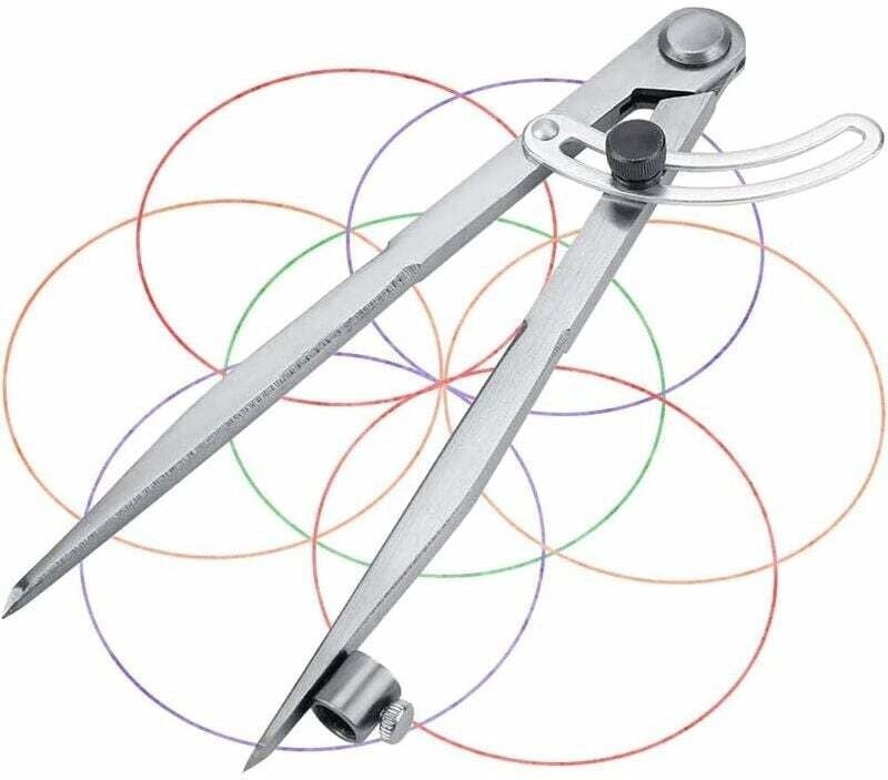 Messkompass, großer professioneller Kompass, Spitzkompass mit Flügel und Bleistifthalter für Tischler/Zeichnen/Lederarbe...